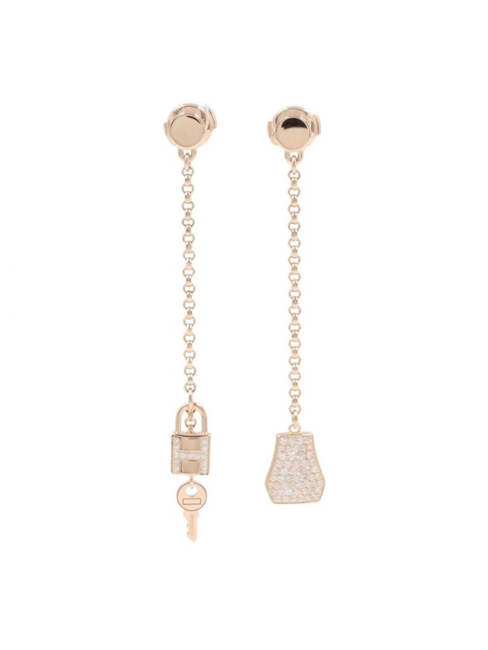 Hermes Earrings Kelly Clochette Diamond 00 18k Pink Gold
